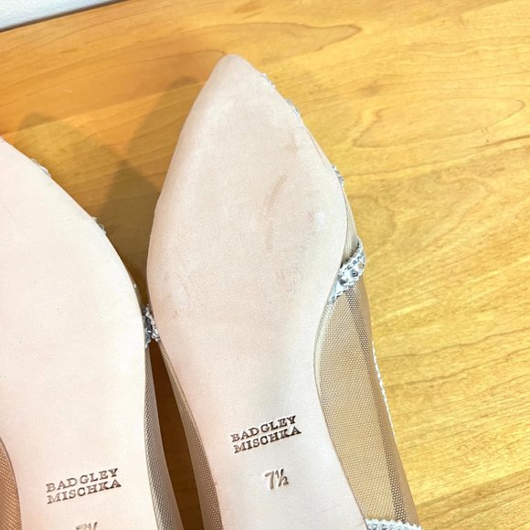 Badgley Mischka BHLDN Size 7.5 Gigi Pointed Toe Jeweled Ivory Ballet Flats Shoes - Picture 13 of 15